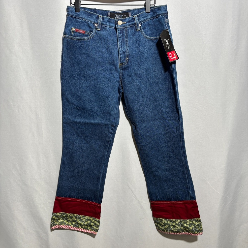 NWT VTG Y2K Jeans Artsy Boho Patchwork Retro Deadstock Mid Rise Size 9/10 Hippie